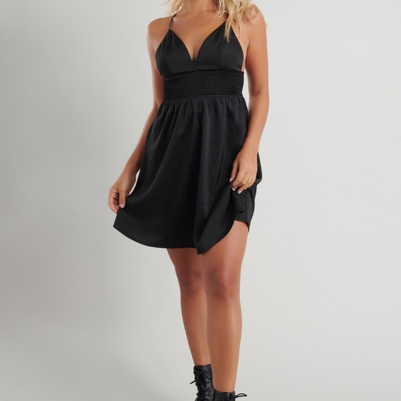 Garage Dresses & Skirts - Garage,  satin, fit & flare dress, NWT, xs, black